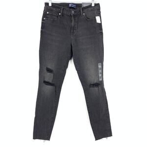 Gap Legging Jean Womens Size 30/10 Mid Rise Raw Hem Distressed Black Wash NEW